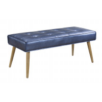 OSP Home Furnishings AMT24-S54 Amity Bench in Sizzle Azure Fabric with Solid Wood Legs